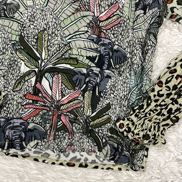 Anthropologie Bl^nk London Elephant Safari Sibley V Neck Blouse - Picture 9 of 11